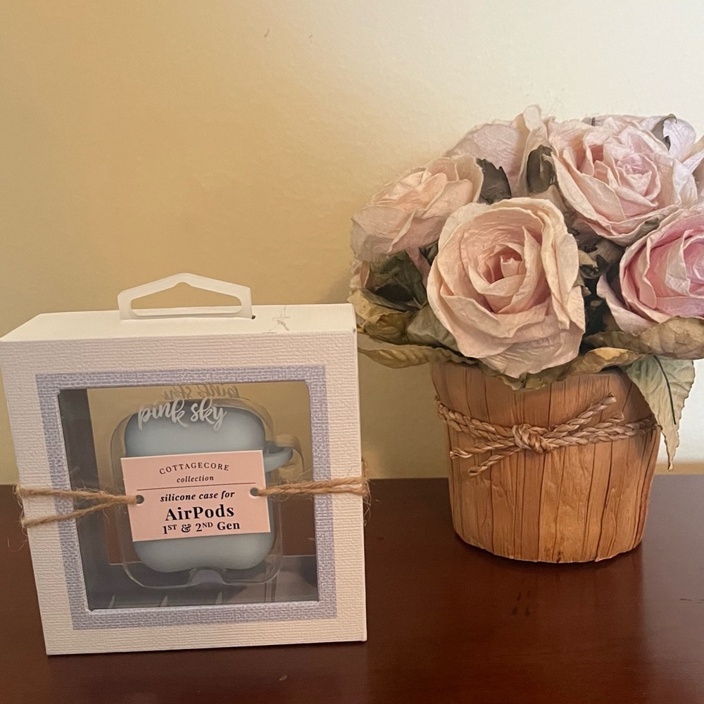 🩵👂Pink Sky Brand, Light Blue Cottage‎ Core AirPods Case Cover, 1st or 2nd Gen